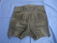 Trachten-Elch-Lederhose Gr. 52/54 kurz , grau+ ausgebleicht , mit Latz ca. 1950