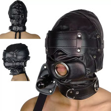 Bondage Kopfmaske Mundknebel Stecker Restraint Kopfhaube Fetisch Augenbinde BDSM