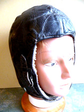 Flieger Piloten Lederhaube 100% original 2x Lederriemen dkl braun ohne Hörkapsel