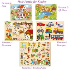 KINDER HOLZ STECKPUZZLE TIERE Auto Zoo Holzpuzzle Kleinkinder Setzpuzzle Wo15