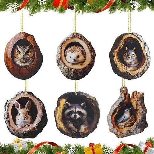 Weihnachtsanhänger tiere - 6x,