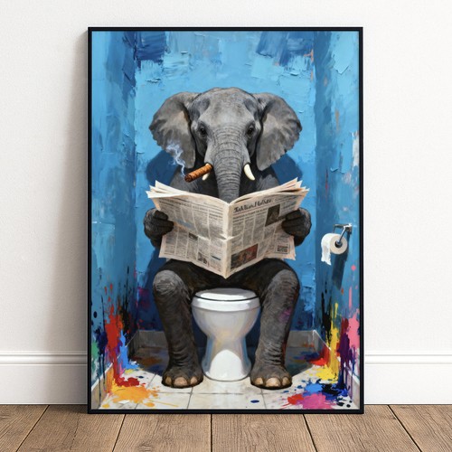 Elefant toilette poster lustig - toilette,