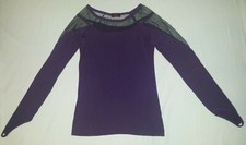 Spiral Langarm Shirt Lila mit Chiffoneinsatz Gothic Larp Cosplay Größe M