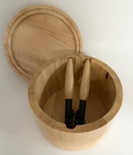 Nussschale mit Deckel und Nussknacker Massivholz 20cm