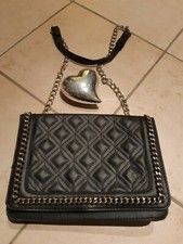 Tasche Damen, mittlere Größe, Ketten Schulterriemen, schwarz/silber, Primark
