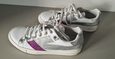 Made in Italy Sneaker Schnürschuhe weiß 38 Leder Streifen lila silber bequem top