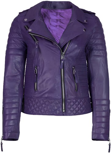 Neu damen lederjacke lila - neu,