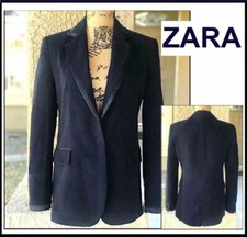 Zara Samt Blazer Marineblau