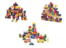 Holzbausteine Bauklötze Bausteine Holzspielzeug Set Spielzeug Echt Holz NEU OVP