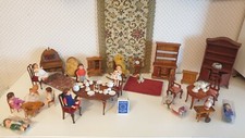 Alte Sammlung Puppenhaus Holz Möbel PUPPENSTUBE  47 Teile