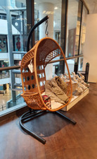 Hängesessel Korbsessel mit Gestell Polyrattan Garten Balkon Lounge Egg Chair 