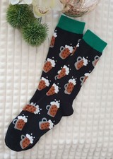 Herren Socken Strümpfe Kniestrümpfe mit Bierglas Geschenk schwarz Gr. 43-46 NEU