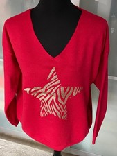 By Coco Damen Pullover Größe 40,Farbe:Rot/Gold,Material:Wolle,Viscose,Acryl.