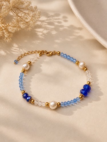Blaues perlenarmband mit - perlenarmband,
