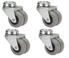 Satz Doppelrollen 50 mm Gummi grau spurlos Rückenloch Apparaterollen Rolle