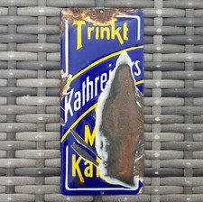 Emailschild alt Kathreiners Malz-Kaffee Belegstück Türschild Emaille Schild 8x18