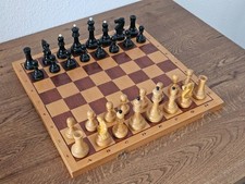 Großmeister Turnier Schach mit Gewichten Holz, König 10,5cm, Original UdSSR