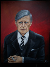 Portrait Helmut Schmidt Acryl auf Leinwand 40x50cm Unikat smoky und vergilbt