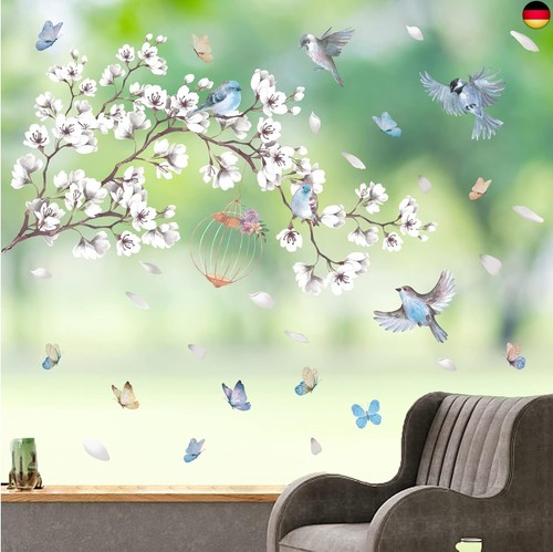 Vögel wandtattoo weiß blumen - vögel,