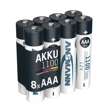 ANSMANN Akku AAA Typ 1100 mAh (min. 1050 mAh) NiMH 1,2 V, 8 Stück