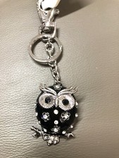 Schlüsselanhänger Key Ring Schlüssel Strasssteine Eule schwarz