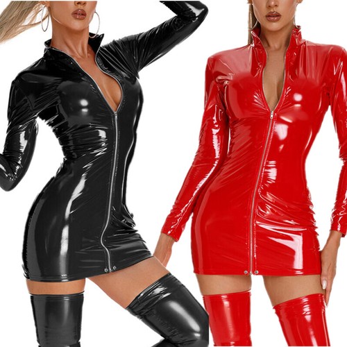 Damen lackleder kleider - lackleder,