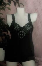 BH Hemd, Baumwolle mit Elastan, Spitzeneinsatz, schwarz Größe 42