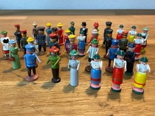 34 Figuren Erzgebirge Seiffener Miniatur Spielzeug Holz Männ‘l  antik 4cm