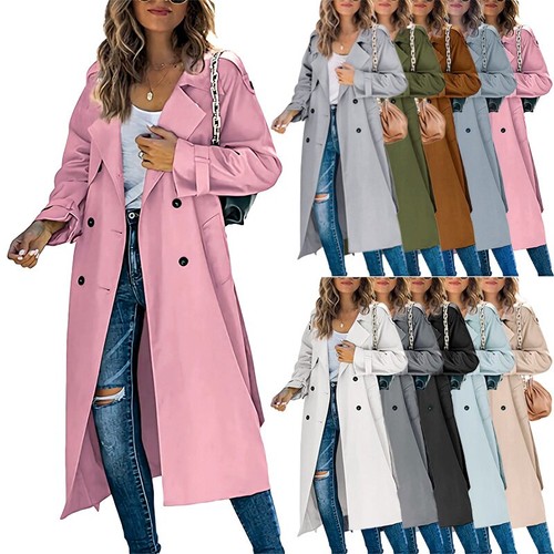 Zweireihiger langer trenchcoat - zweireihiger,