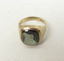 Herrenring Ring 333er Gold klassisch mit Turmalin grün 22,9 mm Ø Vintage