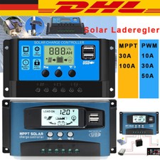 Solar Laderegler 10-100A MPPT PWM Solar Photovoltaik Laderegler Daul USB 12V 24V