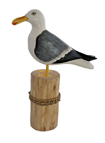Deko möwe auf poller holz - auf,