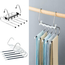 2 Stück Hosenbügel Platzsparend Edelstahl 5in1 Ausziehbar Kleiderbügel mit Haken