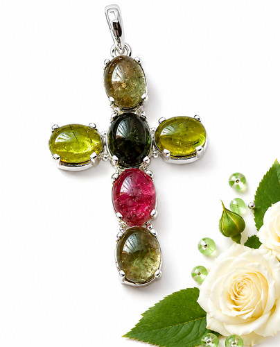 Turmalin cabochon anhänger - turmalin,