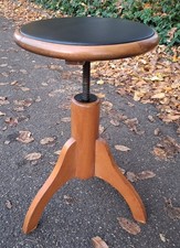 Bauhaus Hocker, Klavierhocker, Höhenverstellbar Holz Braun Midcentury Rund