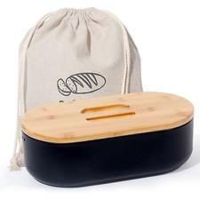 Brotkasten mit Schneidebrett,Brotaufbewahrung mit Deckel,Brotbox(Schwarz)