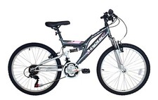 Basis Vogue Mountainbike MTB Junior Mädchen Vollfederung 24" Rad 6 SPD grau