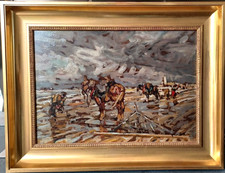 Prof. Julius SEYLER, 1873-1955 Ölgemälde, Crevettenfischer, Pferd sig. 48 x 62,5