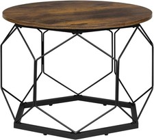 Runder Couchtisch Kaffeetisch mit Metallgestell für Wohnzimmer Balkon Sofa 27vbn