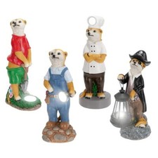 Solar Erdmännchen Gartenfigur LED Licht wetterfest Deko Tierfigur Steinoptik