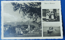 AK Prien Chiemsee Trachten Ruderboot Fischfang Kirche Panorama 1936 gel