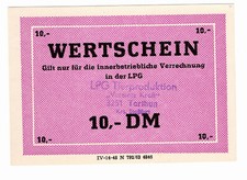 LPG-Geld Wertschein LPG T Vereinte Kraft Tarthun (IV) 10 DM Staßfurt x
