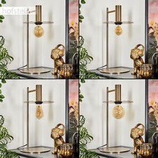 HOFSTEIN Umito moderne Tischlampe Tischleuchte Metall Messingfarben Schalter 