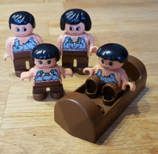 Lego Duplo Steinzeitmenschen, Familie, Steinzeit, Mann, Frau, 2 Kinder und Boot
