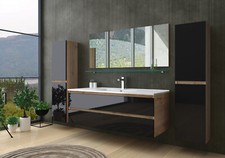 Badmöbel Set Eiche / Schwarz