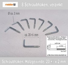 Schraubhaken, Winkelhaken, Wandhaken, Haken, verzinkt, 90°, verschiedene Größen