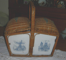 Nähkorb antik Flechtkorb Picknickkorb Weidengeflecht Deckel 2 teilig 30erJahre