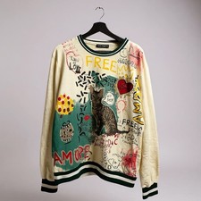 Dolce&Gabbana Statement Pullover Multicolor Cat Print – Oversize Größe 54 XL