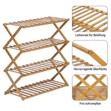 4 Ebenen Schuhregal Bambus Schuhständer Schuhablage Schuhorganizer Faltbares