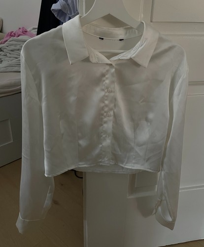 Satin bluse weiß cropped - satin, bluse,